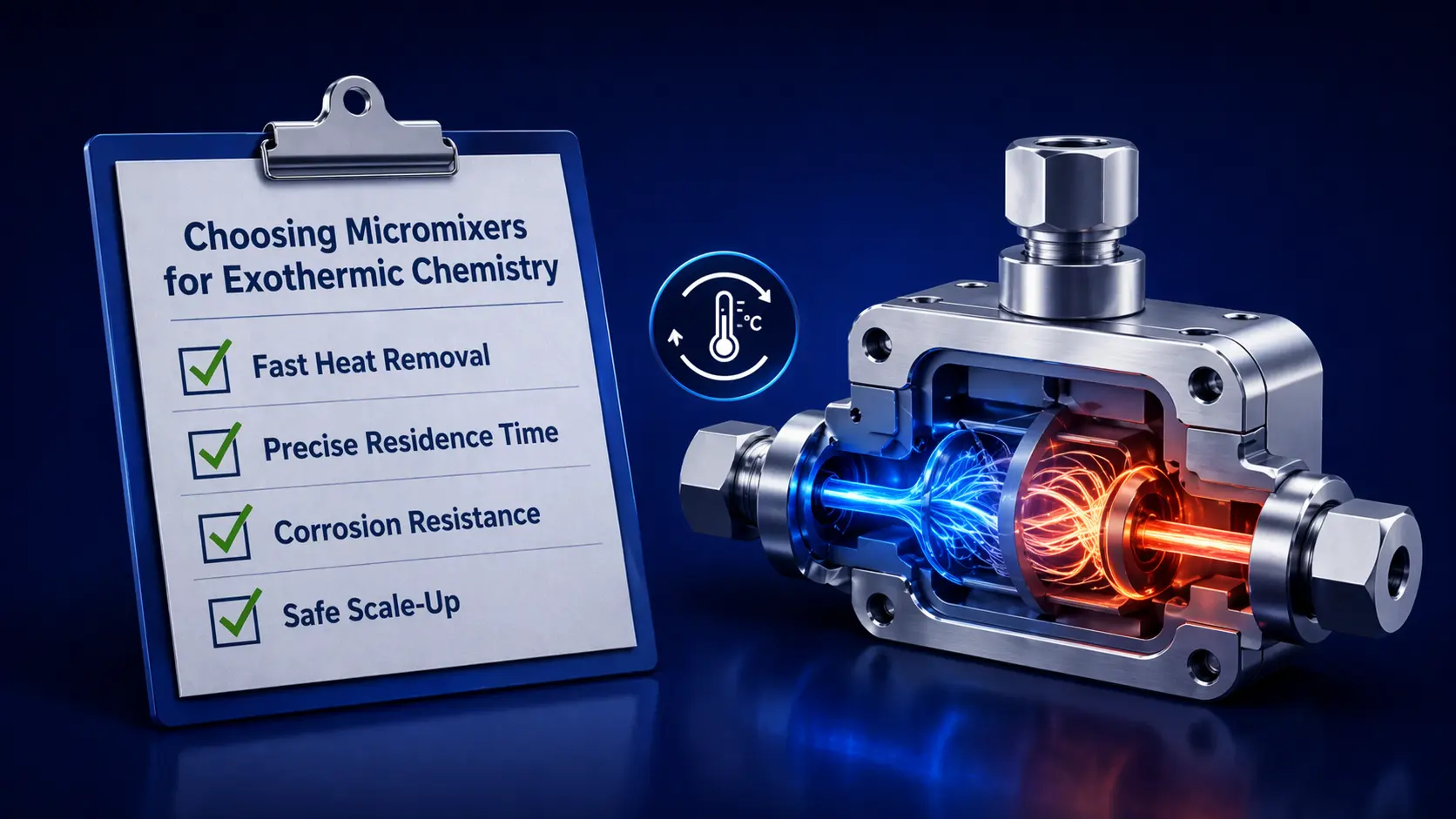 Heat-sensitive chemistry and micromixer evaluation